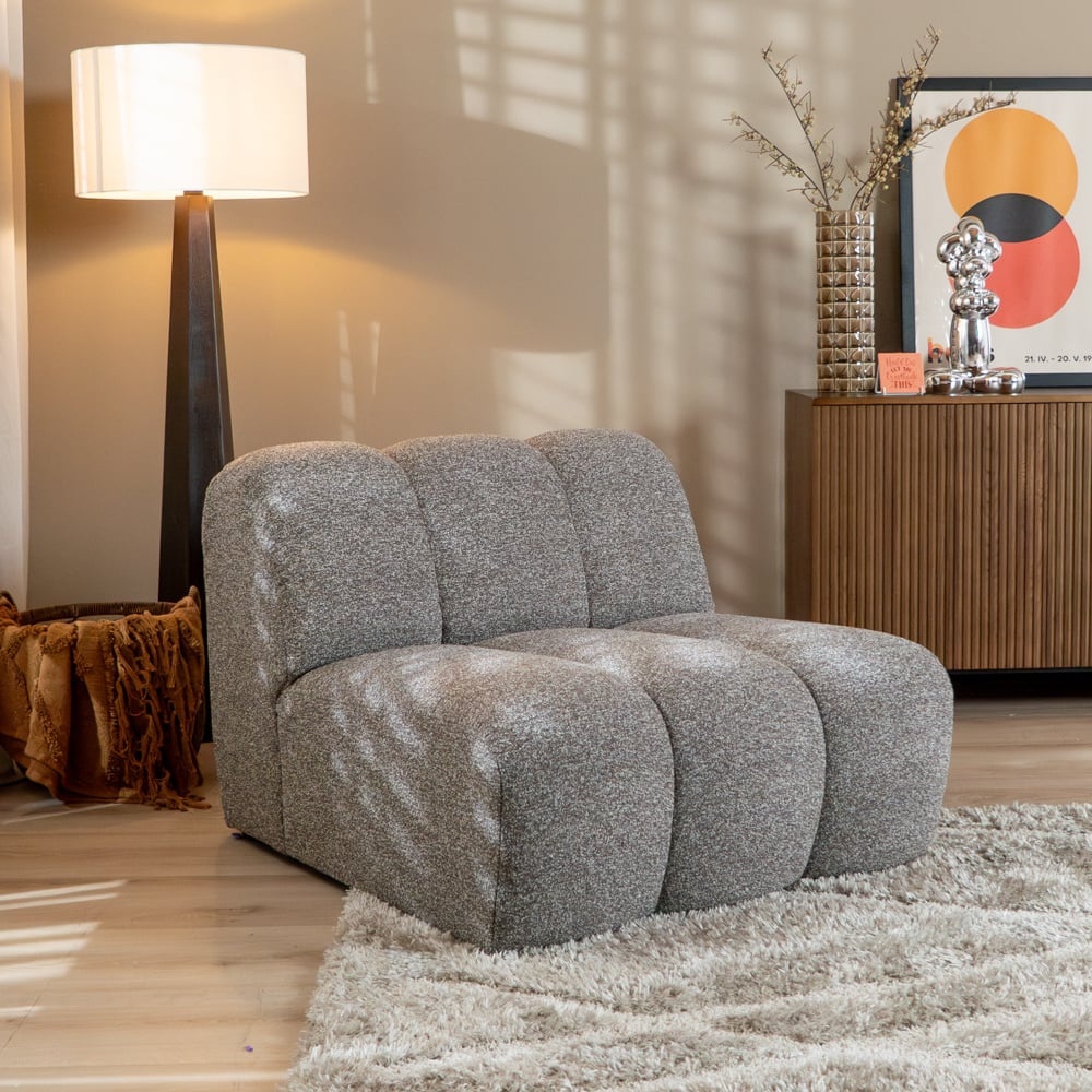 Fauteuil Luca en bouclé brun/gris