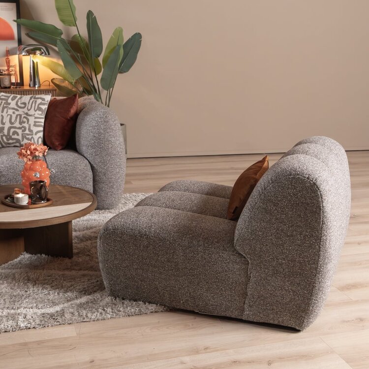 Fauteuil Luca en bouclé brun/gris