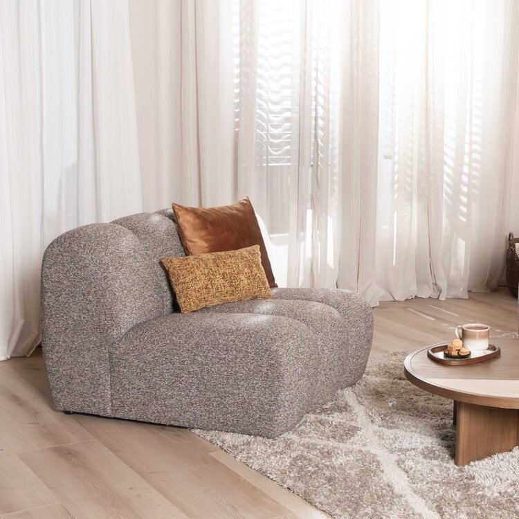 Fauteuil Luca en bouclé brun/gris