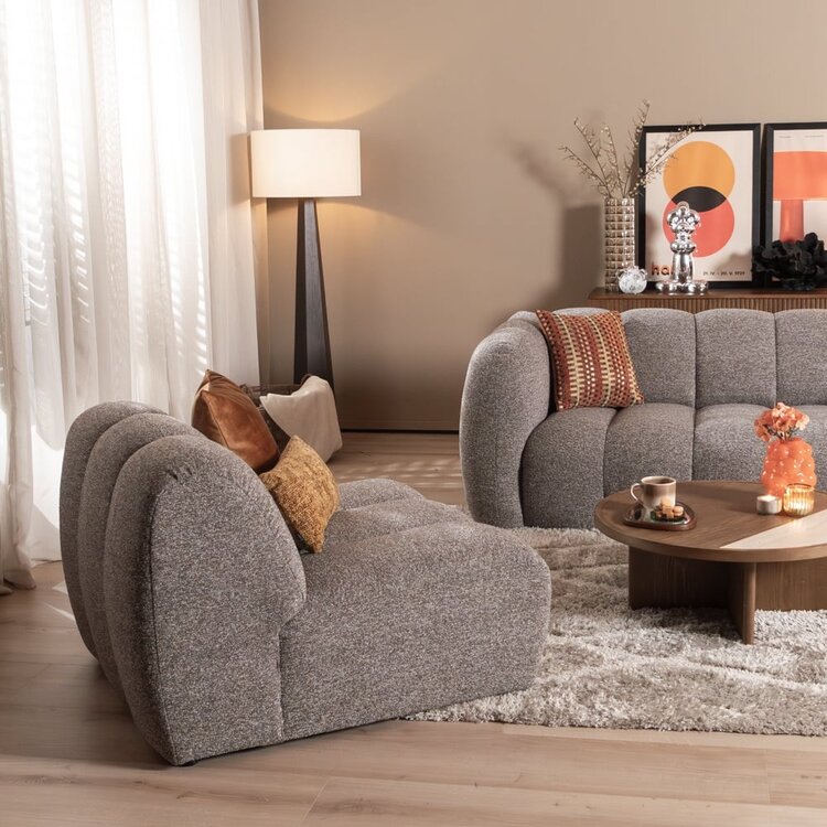 Fauteuil Luca en bouclé brun/gris