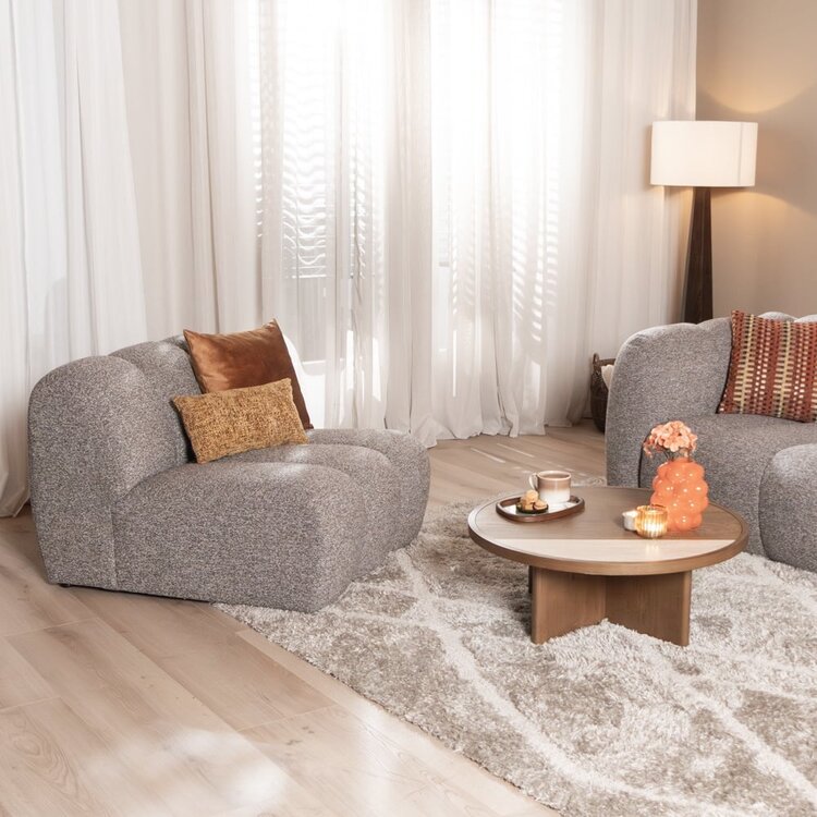 Fauteuil Luca en bouclé brun/gris