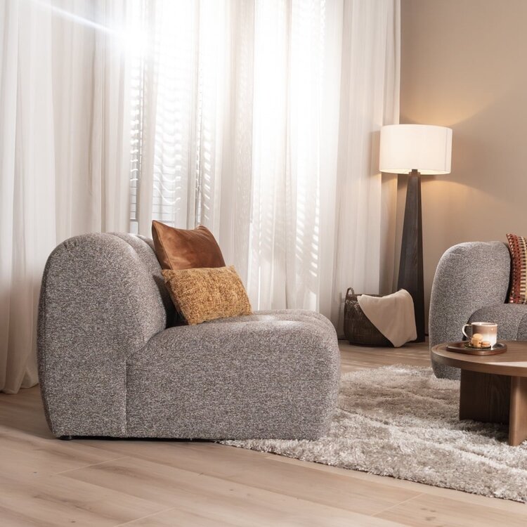 Fauteuil Luca en bouclé brun/gris