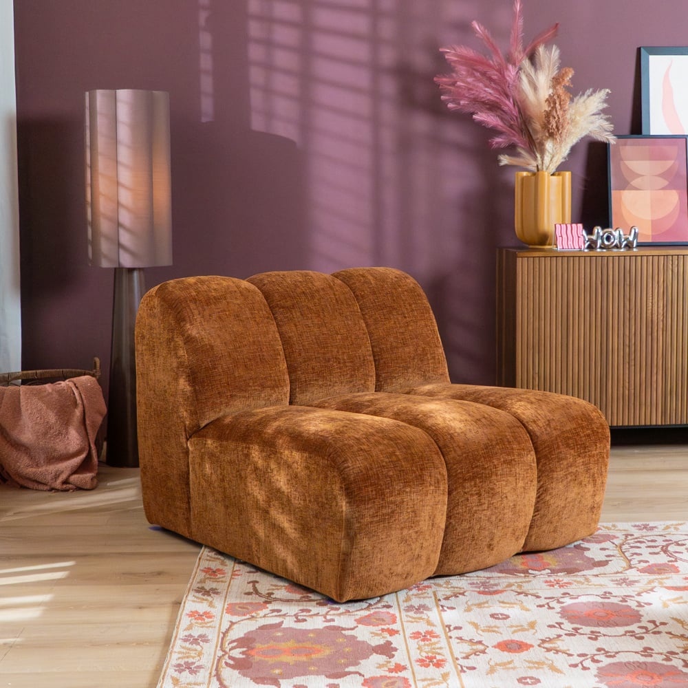 Fauteuil Luca en chenille cuivre