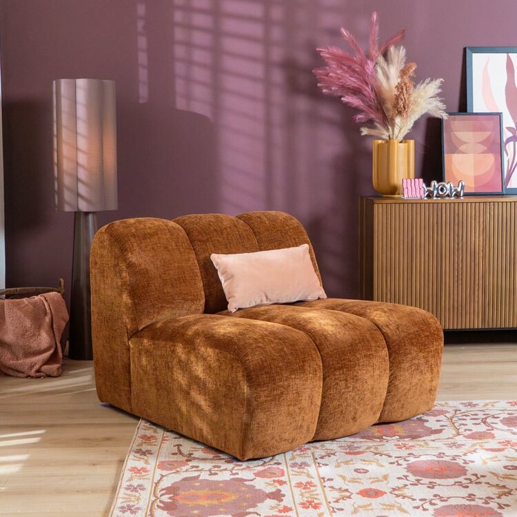 Fauteuil Luca en chenille cuivre