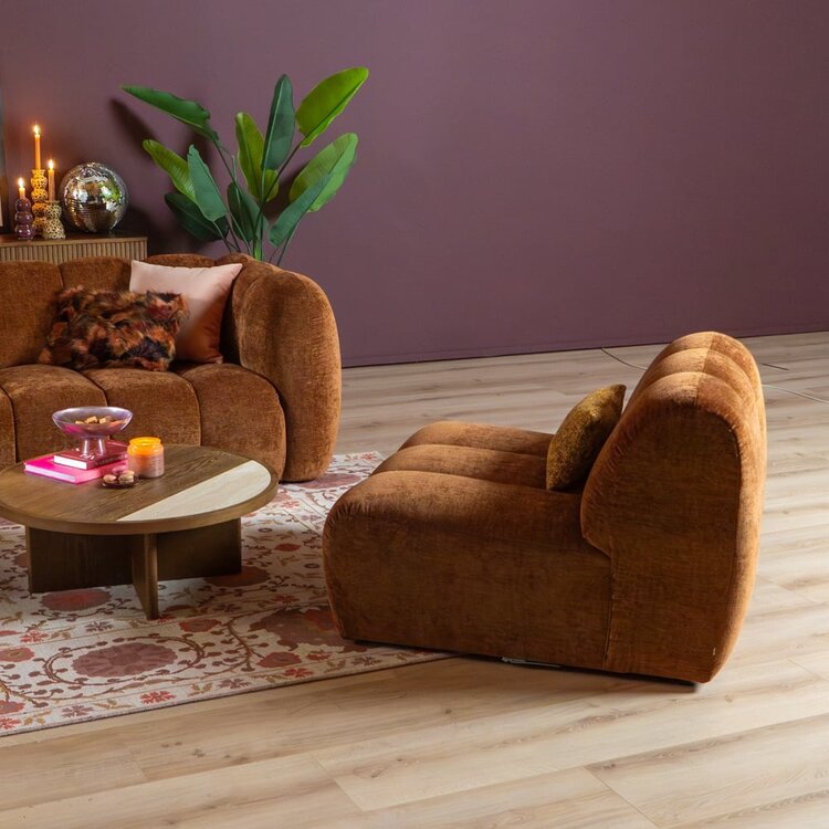 Fauteuil Luca en chenille cuivre