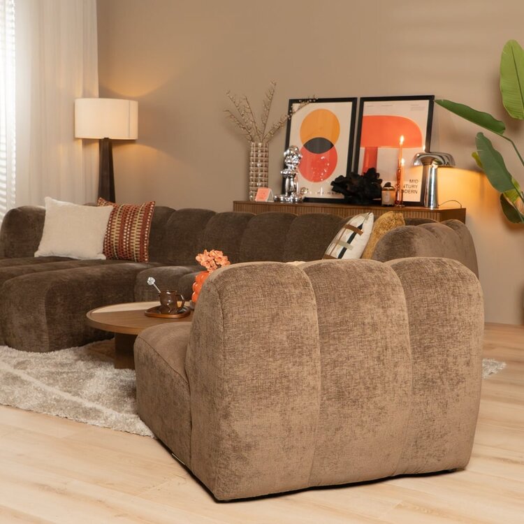 Fauteuil Luca en chenille mocha