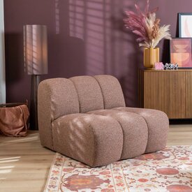 Fauteuil Luca en bouclé rouge/rose