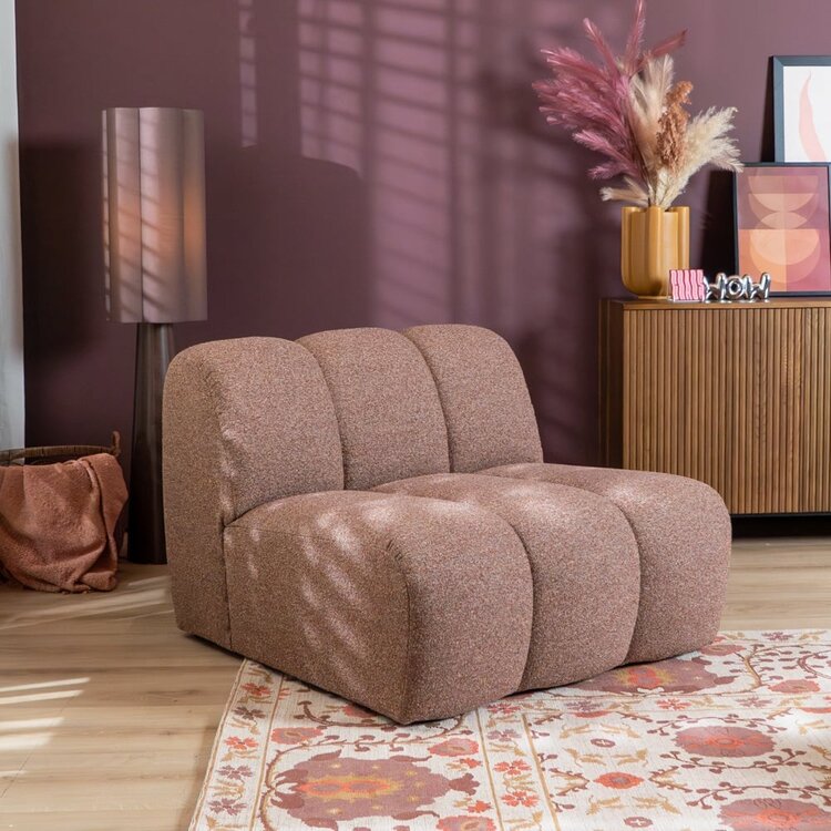 Fauteuil Luca en bouclé rouge/rose