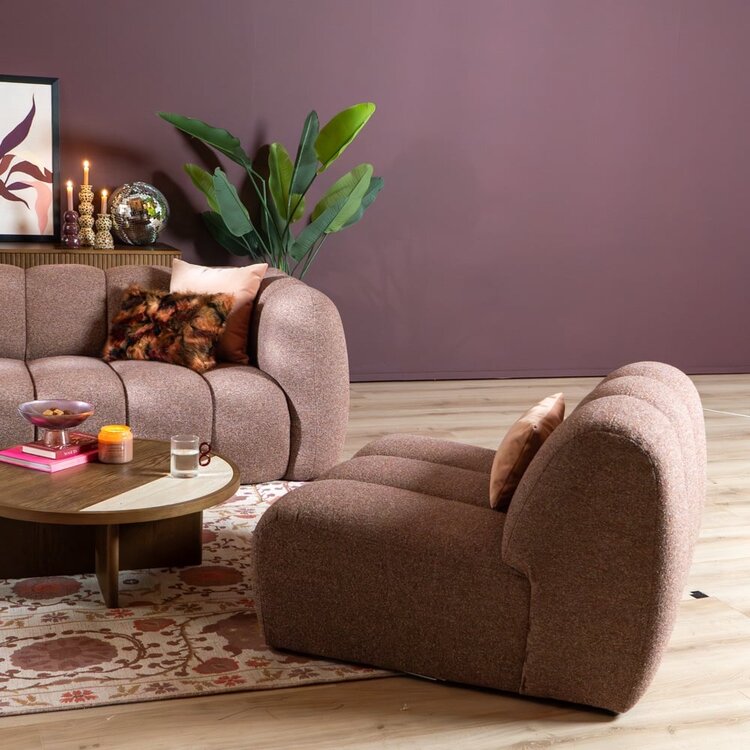 Fauteuil Luca en bouclé rouge/rose