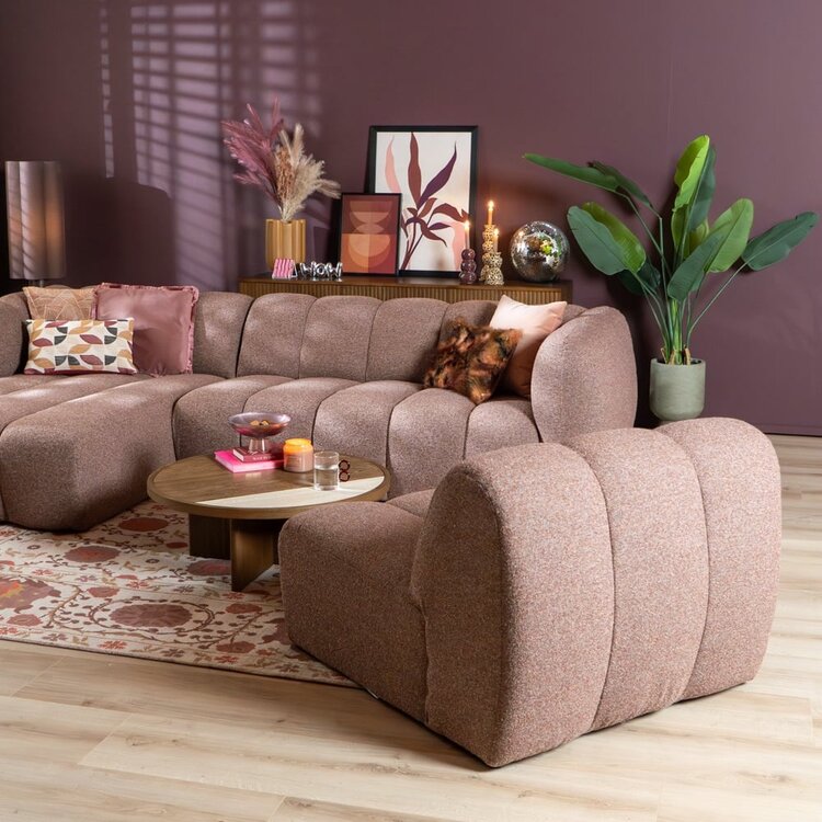 Fauteuil Luca en bouclé rouge/rose