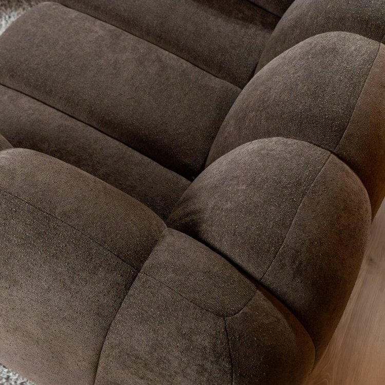 Canapé d’angle gauche Luca en tissu chenille brun