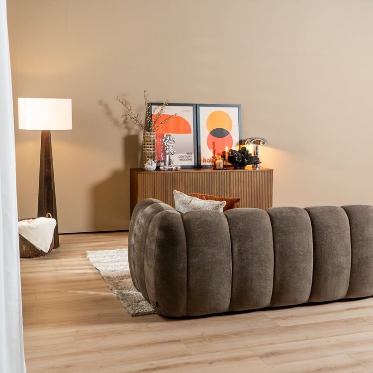 Canapé d’angle gauche Luca en tissu chenille brun