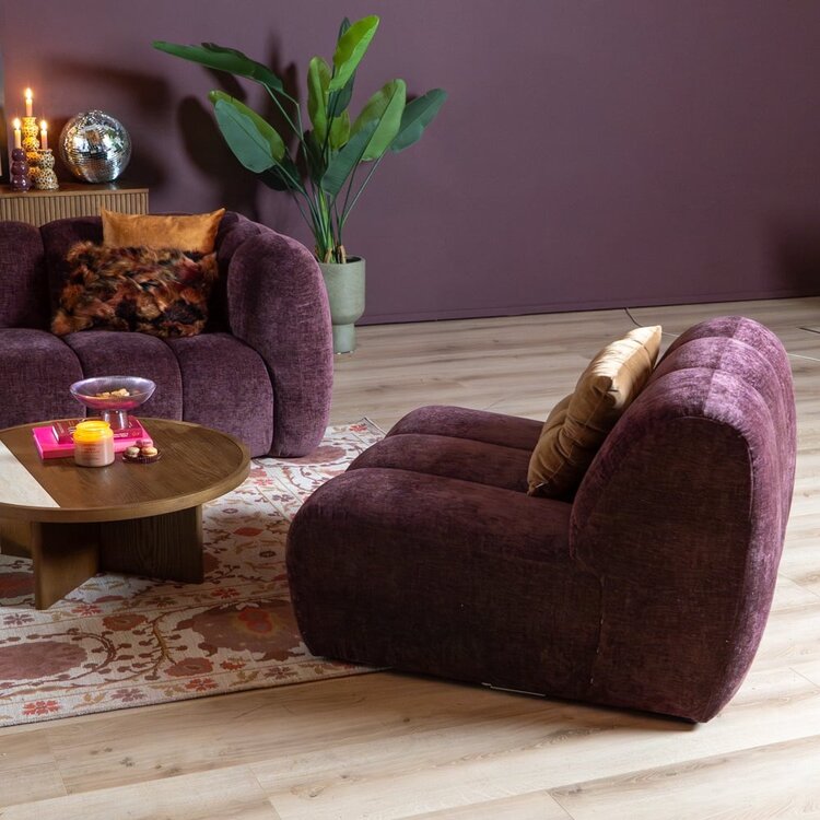 Fauteuil Luca en chenille violet
