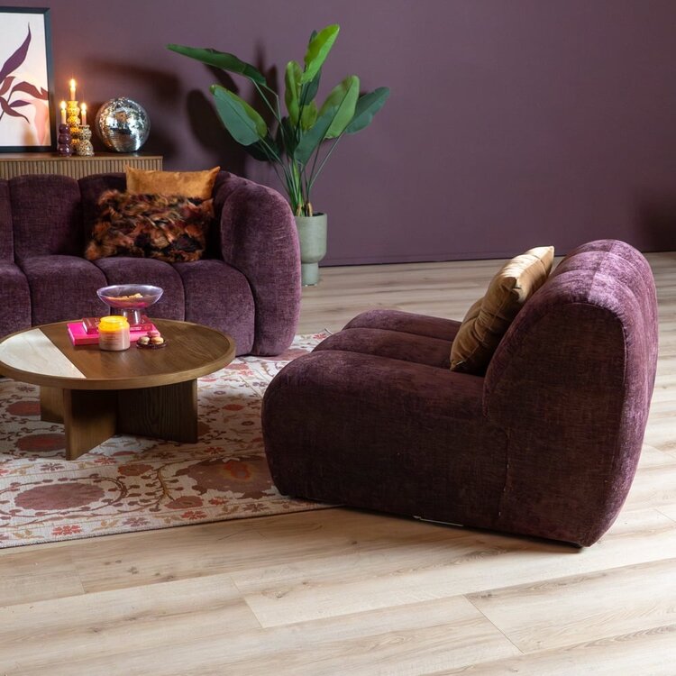 Fauteuil Luca en chenille violet