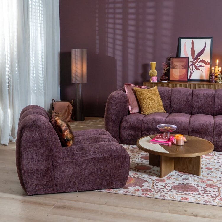 Fauteuil Luca en chenille violet