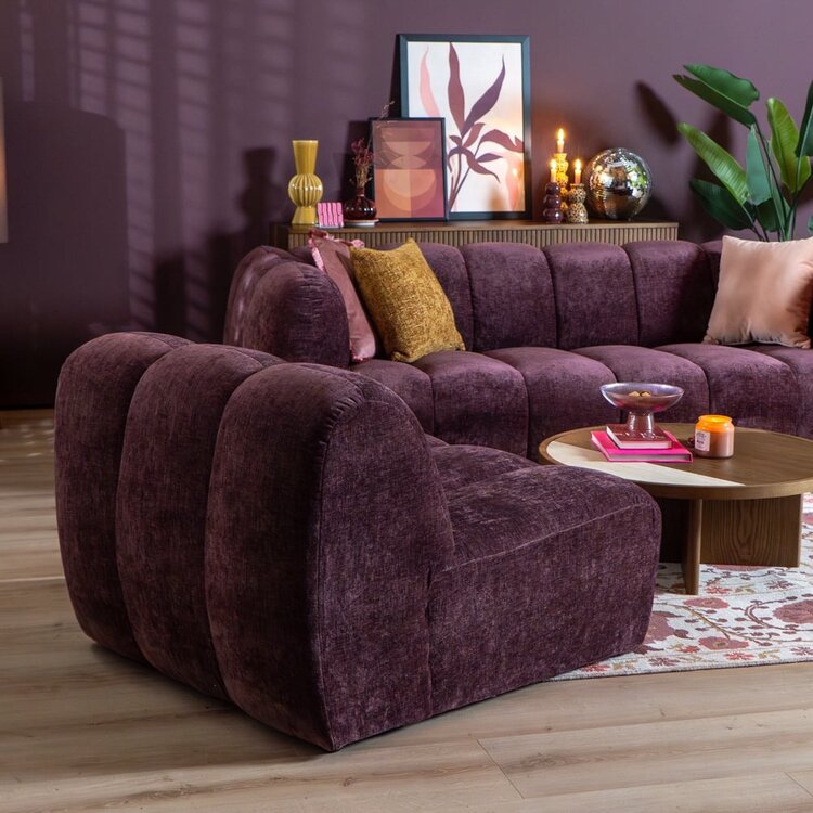 Fauteuil Luca en chenille violet