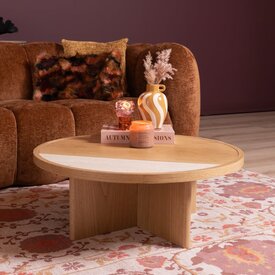 Table basse Maeva Ø80 cm chêne blanc