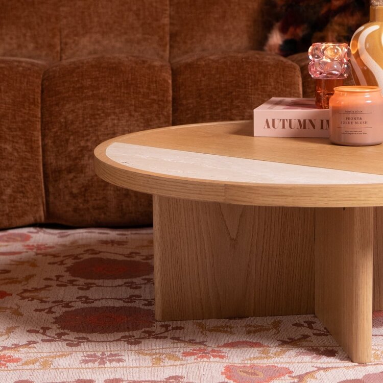 Table basse Maeva Ø80 cm chêne blanc