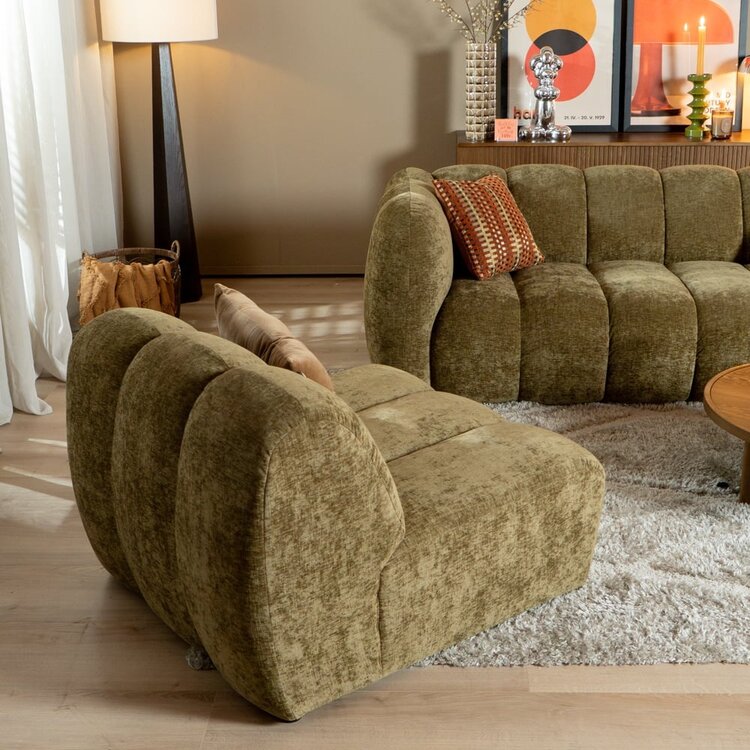 Fauteuil Luca en chenille vert