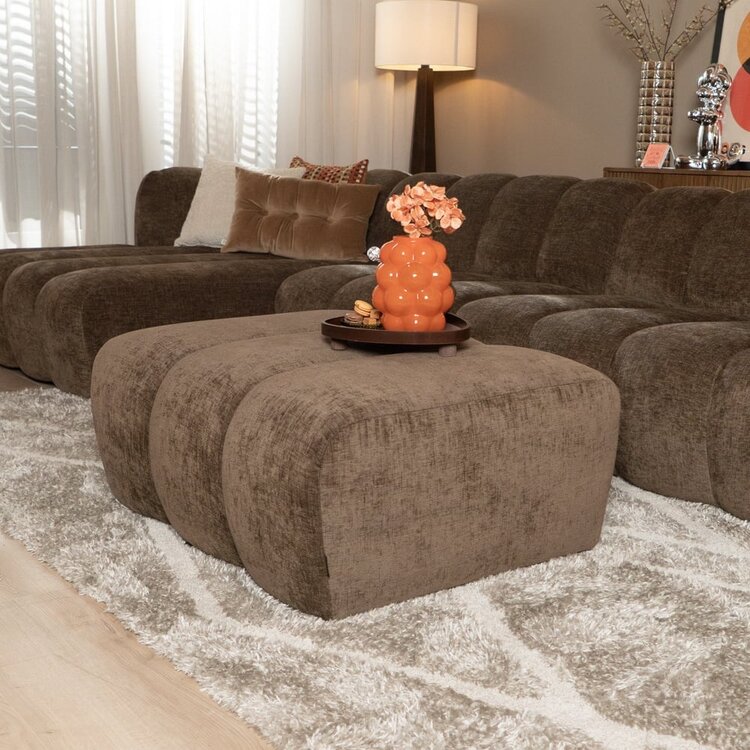 Pouf Luca en chenille mocha