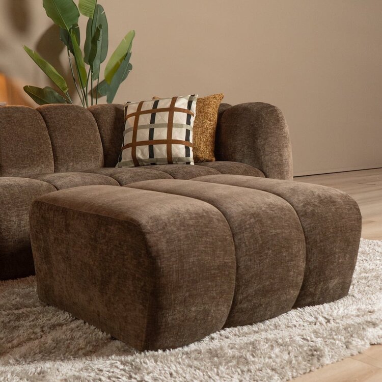 Pouf Luca en chenille mocha