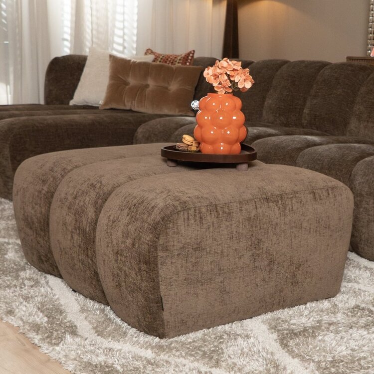 Pouf Luca en chenille mocha