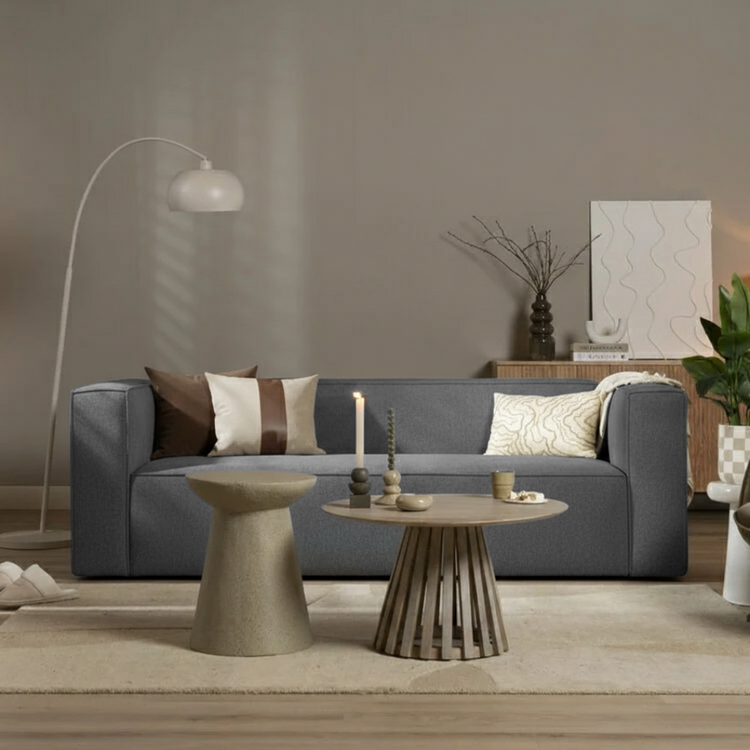 Canapé scandinave Memphis 3 places tissu chiné anthracite mélange