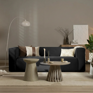 Canapé scandinave Memphis 3 places tissu chiné noir