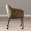 Chaise de salle à manger avec roulettes Enzo chenille olive