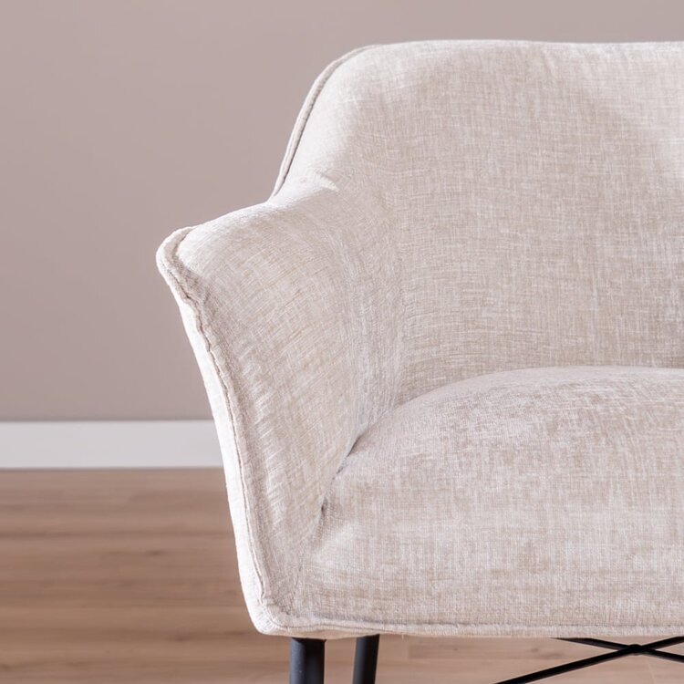 Chaise de salle à manger avec roulettes Enzo chenille sand