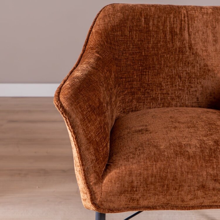 Chaise de salle à manger avec roulettes Enzo chenille cuivre