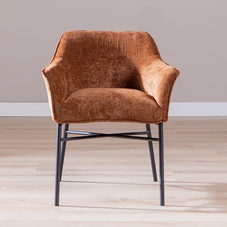 Chaise de salle à manger Nubo en chenille cuivre