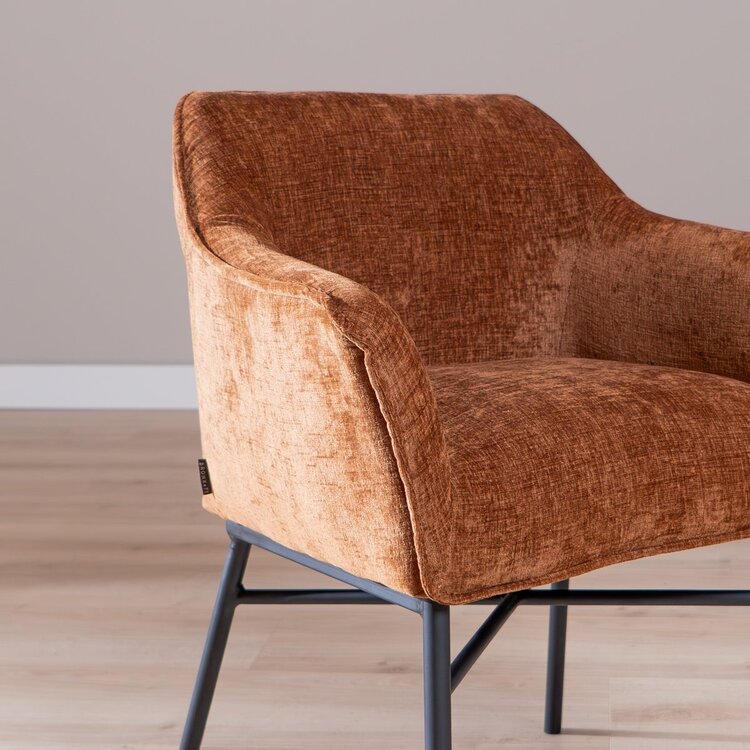 Chaise de salle à manger Nubo en chenille cuivre