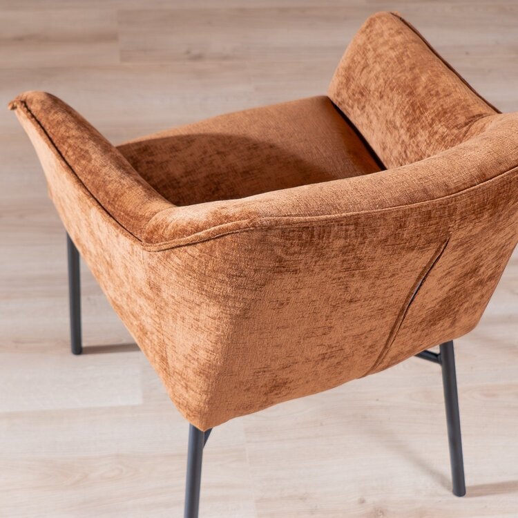 Chaise de salle à manger Nubo en chenille cuivre