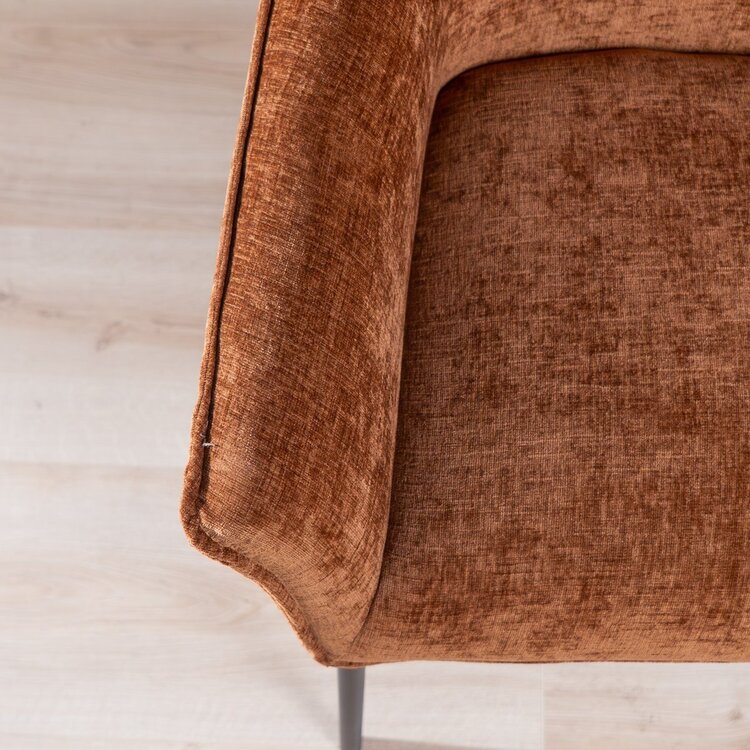 Chaise de salle à manger Nubo en chenille cuivre