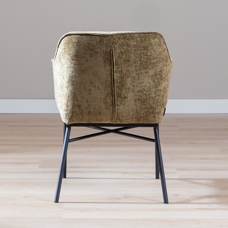 Chaise de salle à manger Nubo en chenille olive