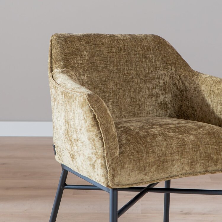 Chaise de salle à manger Nubo en chenille olive