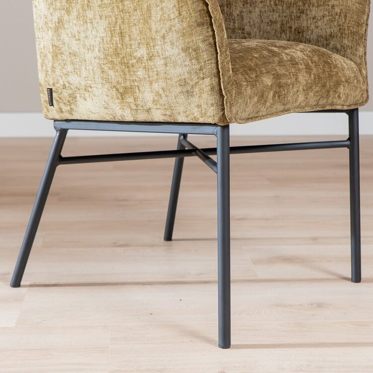 Chaise de salle à manger Nubo en chenille olive