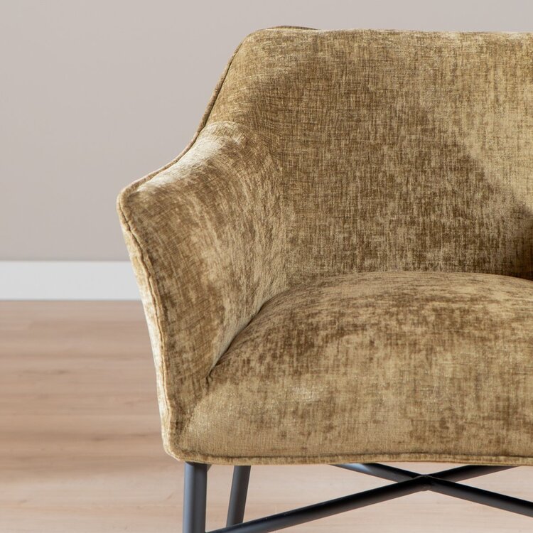 Chaise de salle à manger Nubo en chenille olive