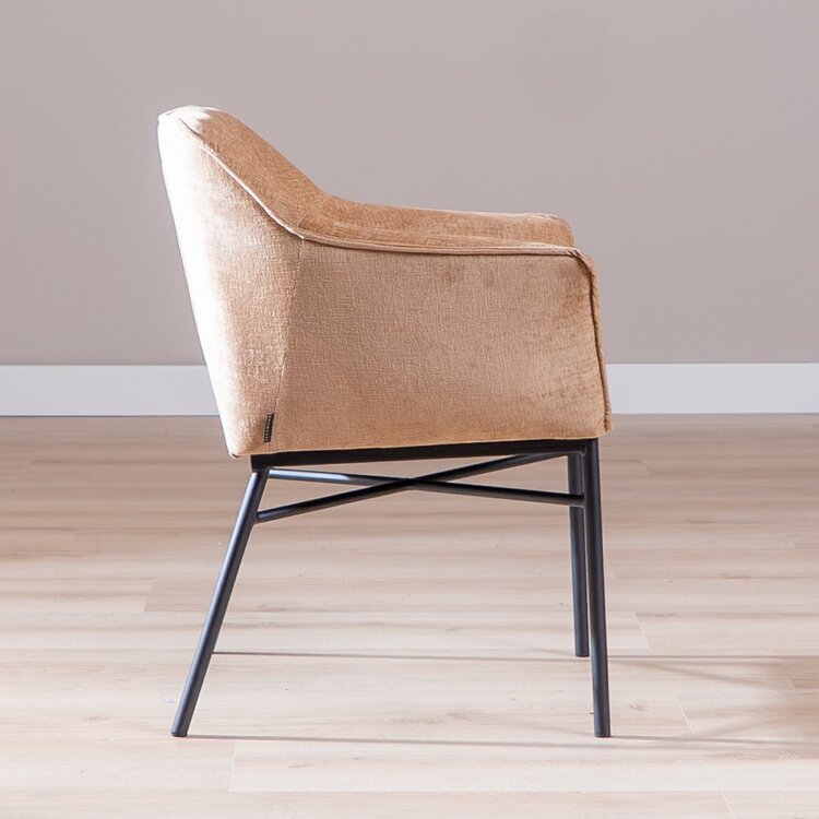 Chaise de salle à manger Nubo en chenille peach