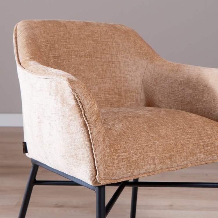 Chaise de salle à manger Nubo en chenille peach