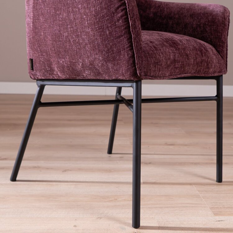 Chaise de salle à manger Nubo en chenille violette