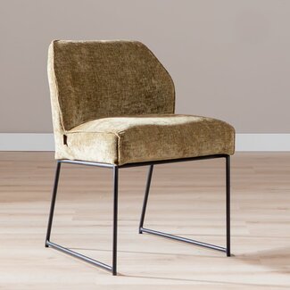 Chaise de salle à manger Momo chenille vert olive