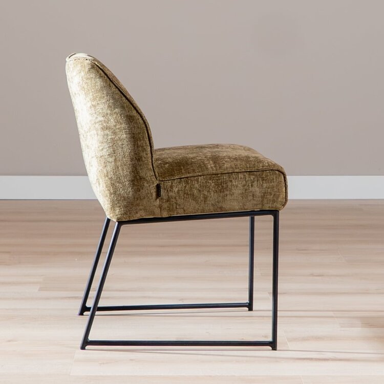 Chaise de salle à manger Momo chenille vert olive