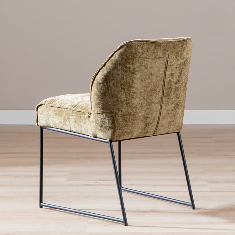 Chaise de salle à manger Momo chenille vert olive