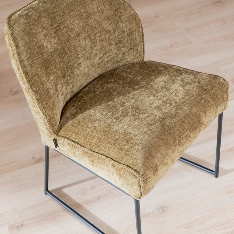 Chaise de salle à manger Momo chenille vert olive