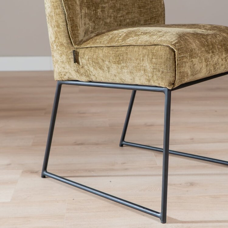 Chaise de salle à manger Momo chenille vert olive