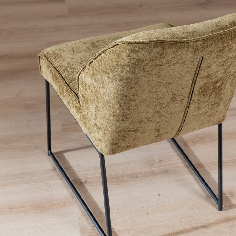 Chaise de salle à manger Momo chenille vert olive