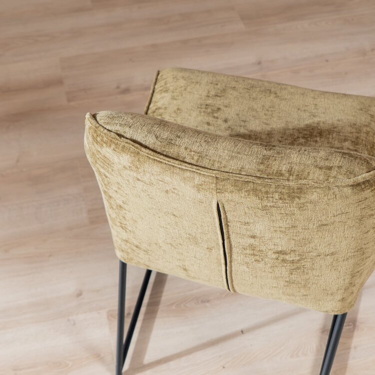 Chaise de salle à manger Momo chenille vert olive