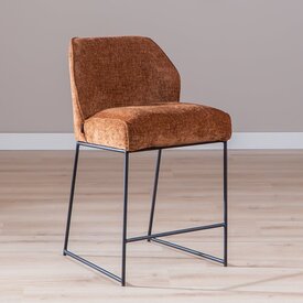 Tabouret de bar Momo en chenille cuivre 73 cm